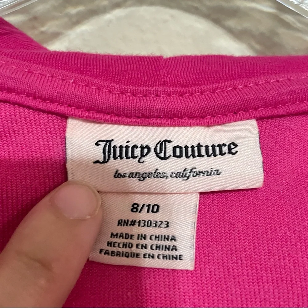 Kids Juicy Couture Hoodie Velour‎ Hot Pink Glitter Scottie Dogs Size 8/10